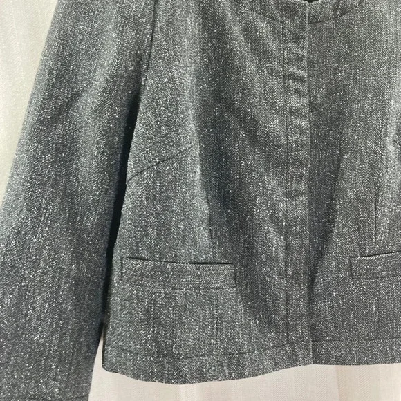 Women's Tweed Cropped Blazer Jacket with Puff Sleeves Small Classic Old Money - Picture 3 of 6